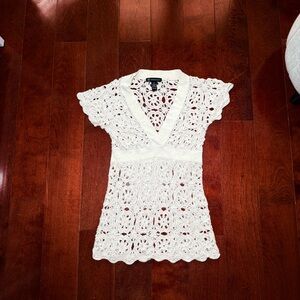 INC International Concepts Cream Crochet Blouse